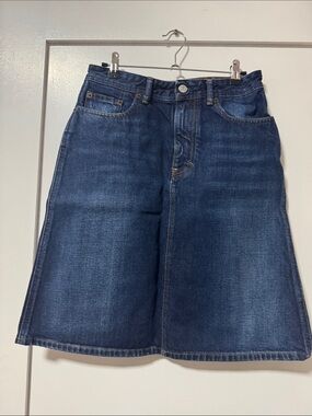 Dark Blue Denim A-Line Skirt